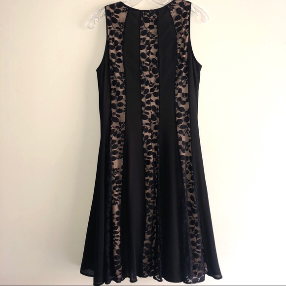 Nine West Fit and Flare Black & Nude Lace Dress - Picture 2 of 8